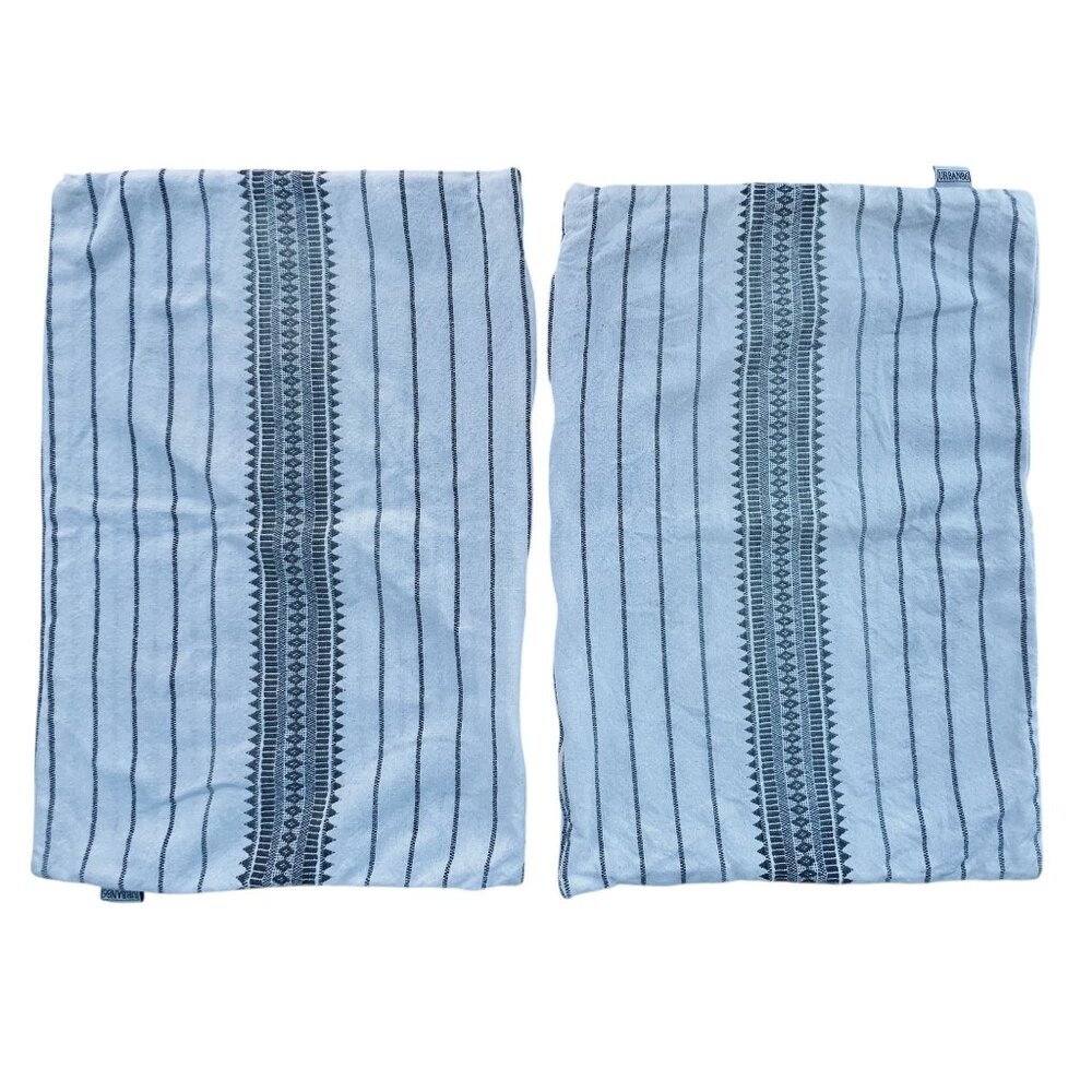 Urban86 Pair Of Striped Cotton Pillow Covers Zippered 22.5” x 15.5” - Picture 2 of 5